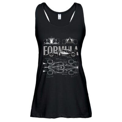 Formula Racing Car Silhouette Mechanical Engineering Design Ladies Essential Flowy Tank