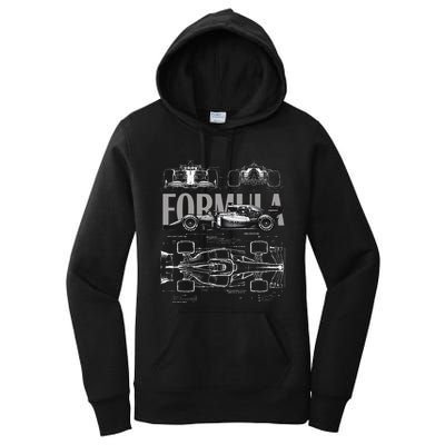 Formula Racing Car Silhouette Mechanical Engineering Design Women's Pullover Hoodie
