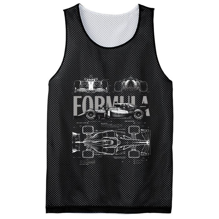 Formula Racing Car Silhouette Mechanical Engineering Design Mesh Reversible Basketball Jersey Tank