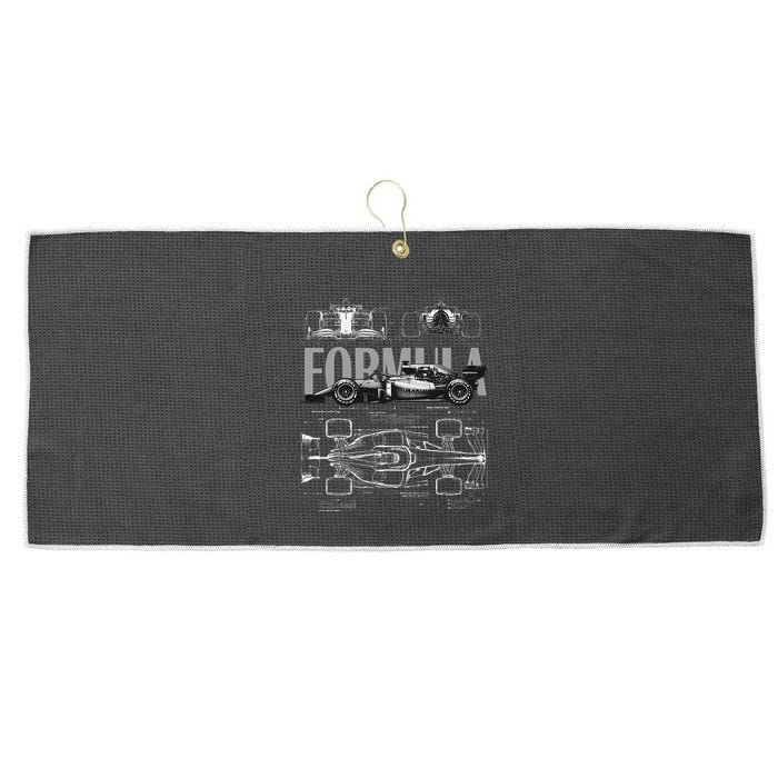 Formula Racing Car Silhouette Mechanical Engineering Design Large Microfiber Waffle Golf Towel