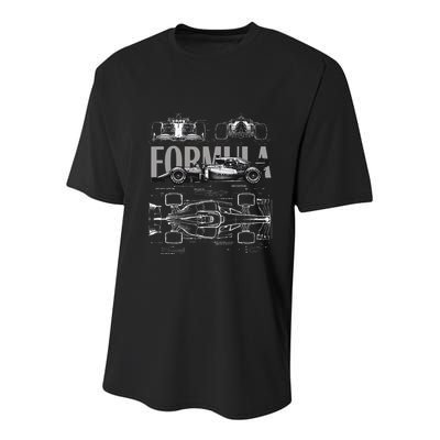 Formula Racing Car Silhouette Mechanical Engineering Design Youth Performance Sprint T-Shirt