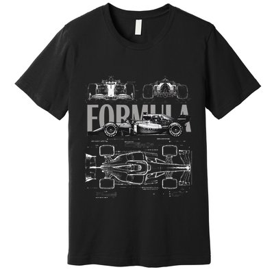 Formula Racing Car Silhouette Mechanical Engineering Design Premium T-Shirt