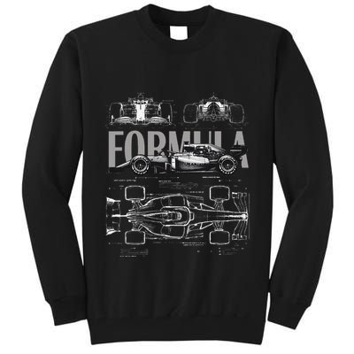 Formula Racing Car Silhouette Mechanical Engineering Design Tall Sweatshirt