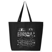 Formula Racing Car Silhouette Mechanical Engineering Design 25L Jumbo Tote