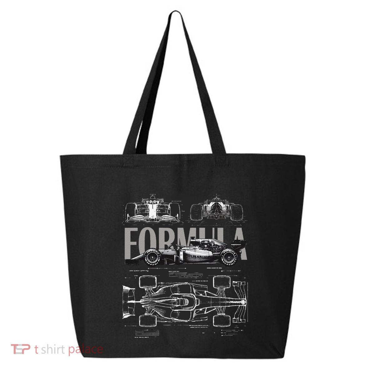 Formula Racing Car Silhouette Mechanical Engineering Design 25L Jumbo Tote