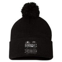 Formula Racing Car Silhouette Mechanical Engineering Design Pom Pom 12in Knit Beanie