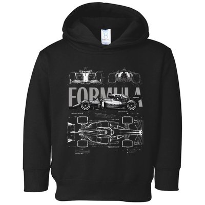 Formula Racing Car Silhouette Mechanical Engineering Design Toddler Hoodie