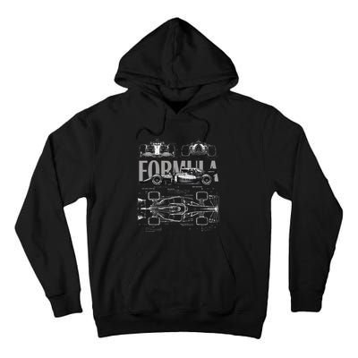 Formula Racing Car Silhouette Mechanical Engineering Design Tall Hoodie