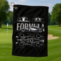 Formula Racing Car Silhouette Mechanical Engineering Design Golf Towel