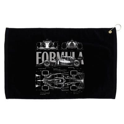 Formula Racing Car Silhouette Mechanical Engineering Design Grommeted Golf Towel