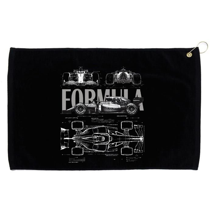 Formula Racing Car Silhouette Mechanical Engineering Design Grommeted Golf Towel