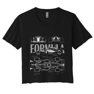 Formula Racing Car Silhouette Mechanical Engineering Design Crop Top