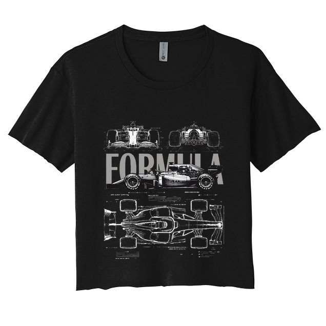 Formula Racing Car Silhouette Mechanical Engineering Design Crop Top