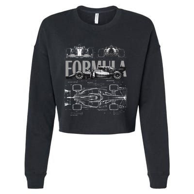 Formula Racing Car Silhouette Mechanical Engineering Design Cropped Pullover Crew