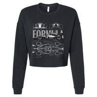 Formula Racing Car Silhouette Mechanical Engineering Design Cropped Pullover Crew