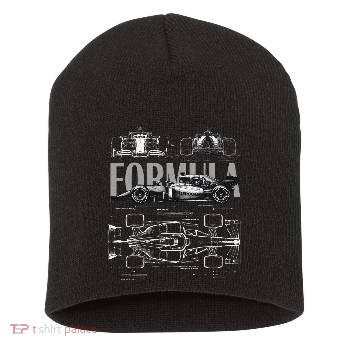 Formula Racing Car Silhouette Mechanical Engineering Design Short Acrylic Beanie