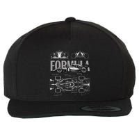 Formula Racing Car Silhouette Mechanical Engineering Design Wool Snapback Cap