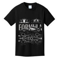 Formula Racing Car Silhouette Mechanical Engineering Design Kids T-Shirt