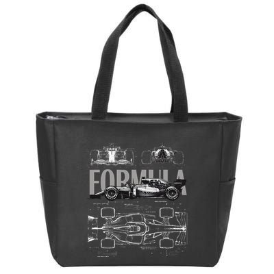Formula Racing Car Silhouette Mechanical Engineering Design Zip Tote Bag