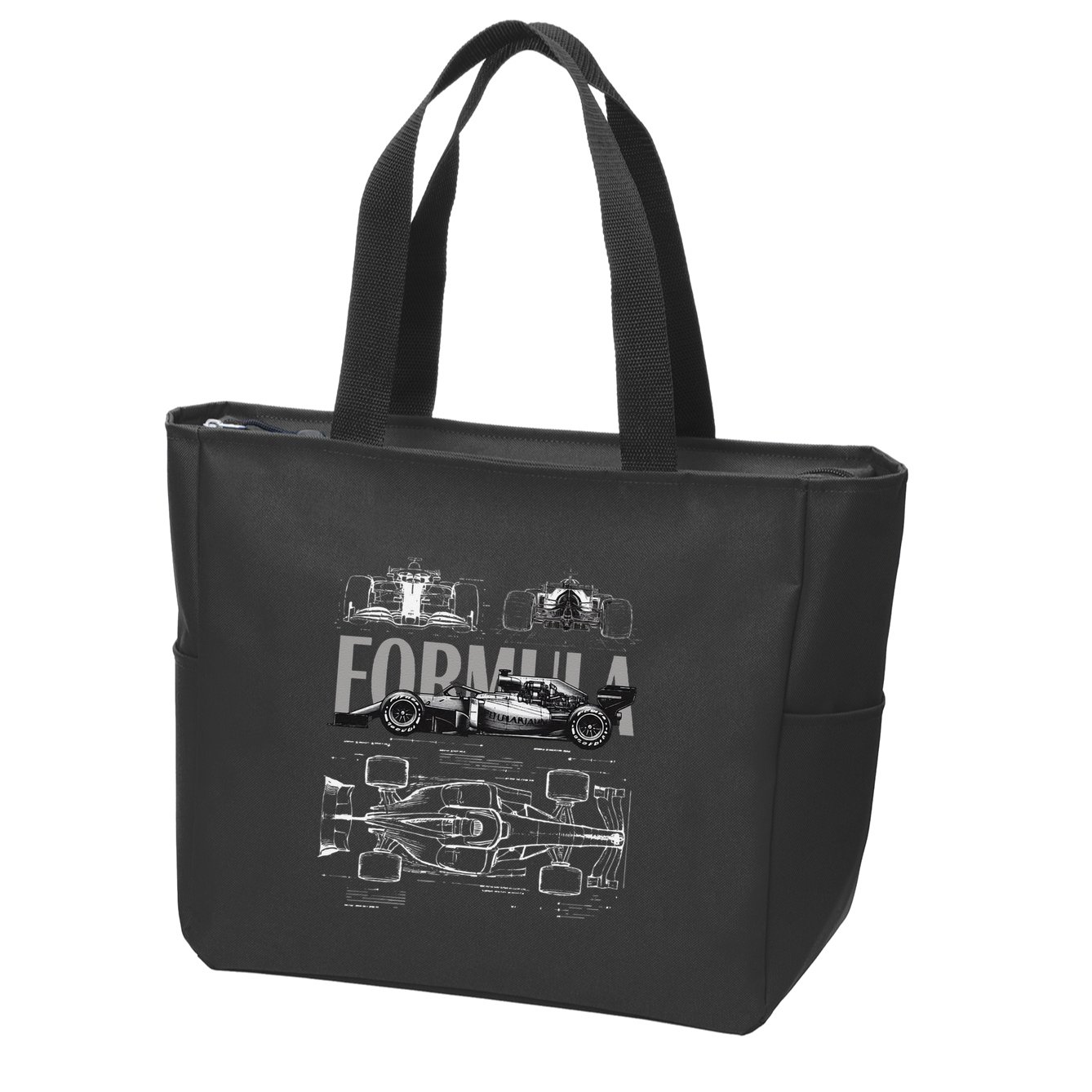 Formula Racing Car Silhouette Mechanical Engineering Design Zip Tote Bag