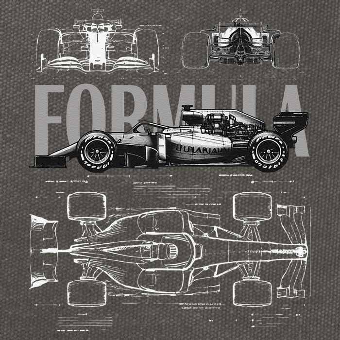 Formula Racing Car Silhouette Mechanical Engineering Design Cotton Canvas Backpack