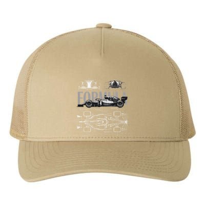 Formula Racing Car Silhouette Mechanical Engineering Design Yupoong Adult 5-Panel Trucker Hat