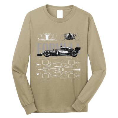 Formula Racing Car Silhouette Mechanical Engineering Design Long Sleeve Shirt