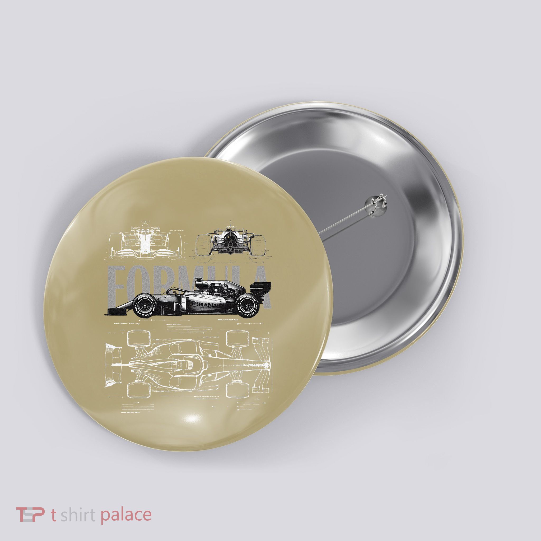 Formula Racing Car Silhouette Mechanical Engineering Design Button