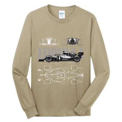 Formula Racing Car Silhouette Mechanical Engineering Design Tall Long Sleeve T-Shirt