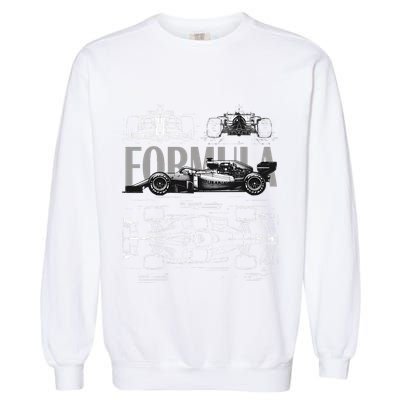 Formula Racing Car Silhouette Mechanical Engineering Design Garment-Dyed Sweatshirt