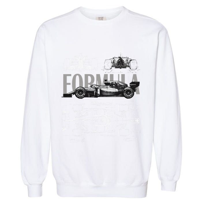 Formula Racing Car Silhouette Mechanical Engineering Design Garment-Dyed Sweatshirt