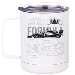 Formula Racing Car Silhouette Mechanical Engineering Design 12 oz Stainless Steel Tumbler Cup