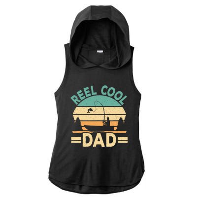 Funny Reel Cool Dad Fishing Fisherman Daddy Fathers Day Ladies PosiCharge Tri-Blend Wicking Draft Hoodie Tank