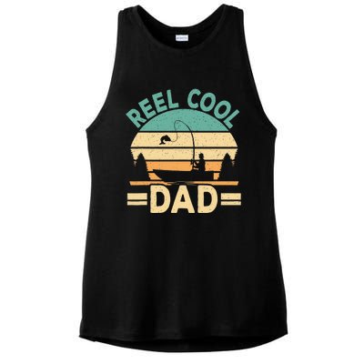 Funny Reel Cool Dad Fishing Fisherman Daddy Fathers Day Ladies PosiCharge Tri-Blend Wicking Tank