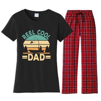 Funny Reel Cool Dad Fishing Fisherman Daddy Fathers Day Women's Flannel Pajama Set