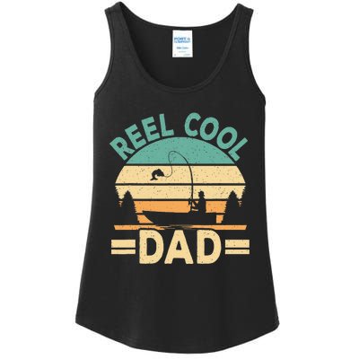 Funny Reel Cool Dad Fishing Fisherman Daddy Fathers Day Ladies Essential Tank