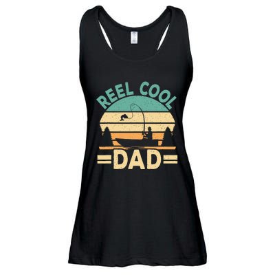 Funny Reel Cool Dad Fishing Fisherman Daddy Fathers Day Ladies Essential Flowy Tank