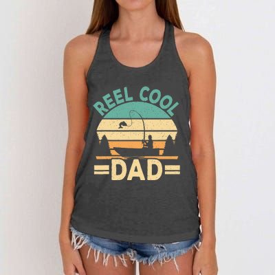 Funny Reel Cool Dad Fishing Fisherman Daddy Fathers Day Women's Knotted Racerback Tank