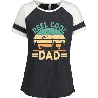 Funny Reel Cool Dad Fishing Fisherman Daddy Fathers Day Enza Ladies Jersey Colorblock Tee