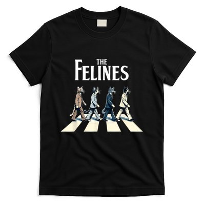 Felines Retro Cat Rock Music Gift Funny Cat T-Shirt
