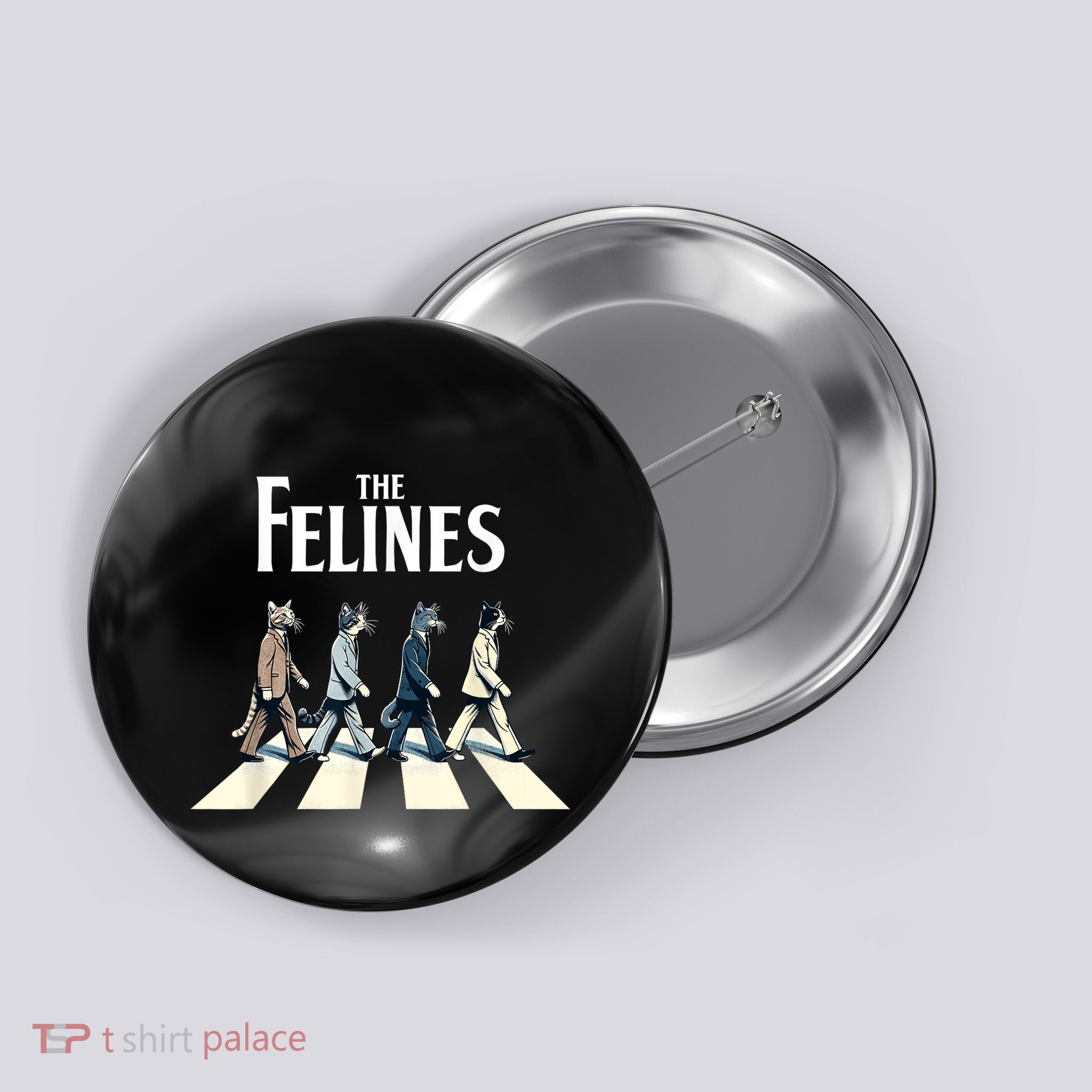 Felines Retro Cat Rock Music Gift Funny Cat Button