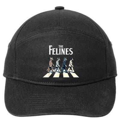 Felines Retro Cat Rock Music Gift Funny Cat 7-Panel Snapback Hat