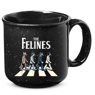 Felines Retro Cat Rock Music Gift Funny Cat 15oz Campfire Ceramic Mug