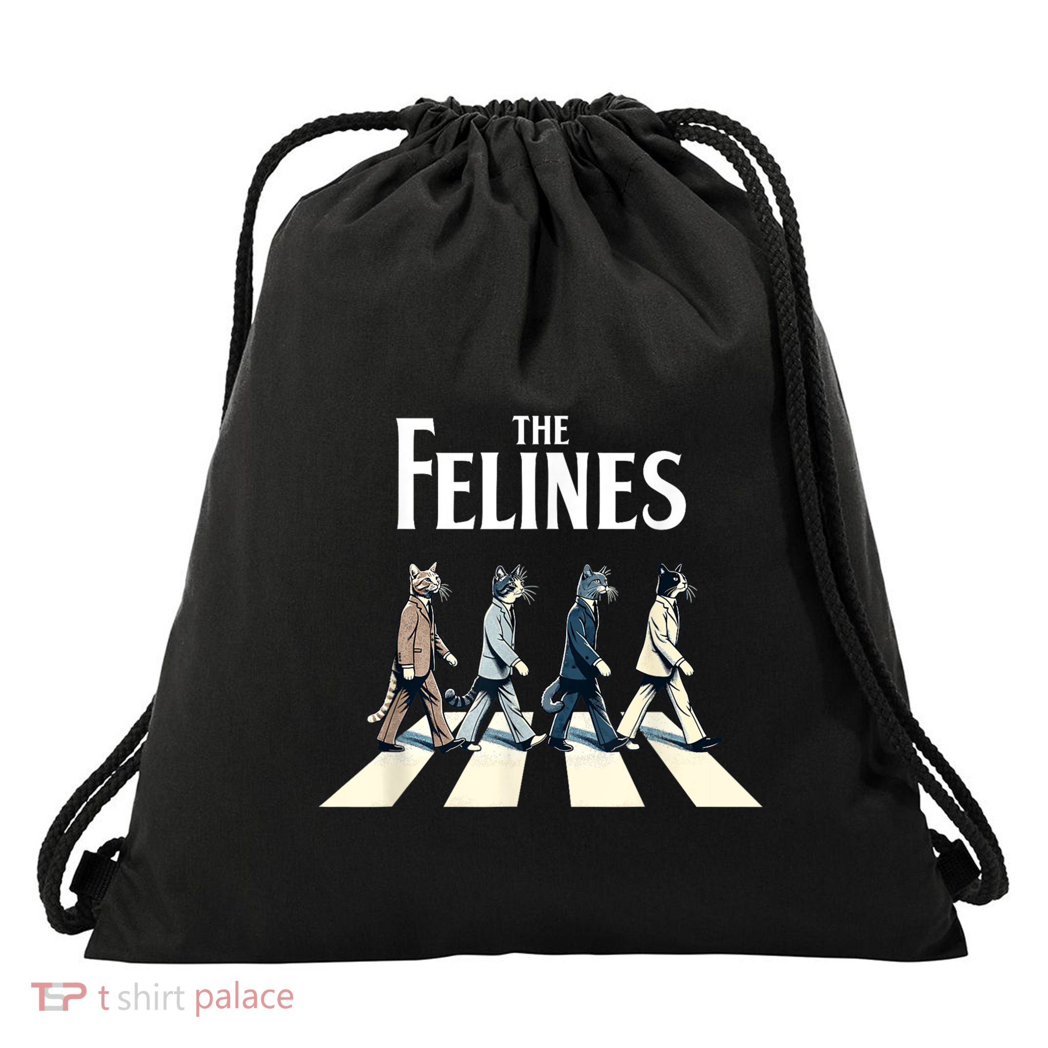 Felines Retro Cat Rock Music Gift Funny Cat Drawstring Bag