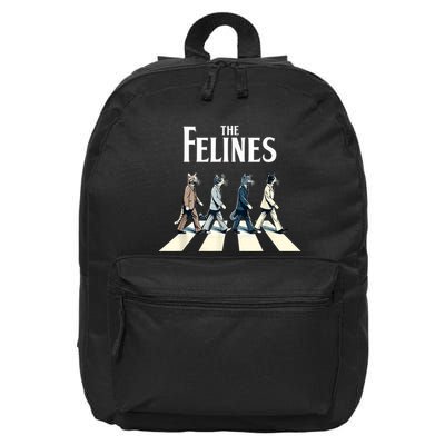 Felines Retro Cat Rock Music Gift Funny Cat 16 in Basic Backpack