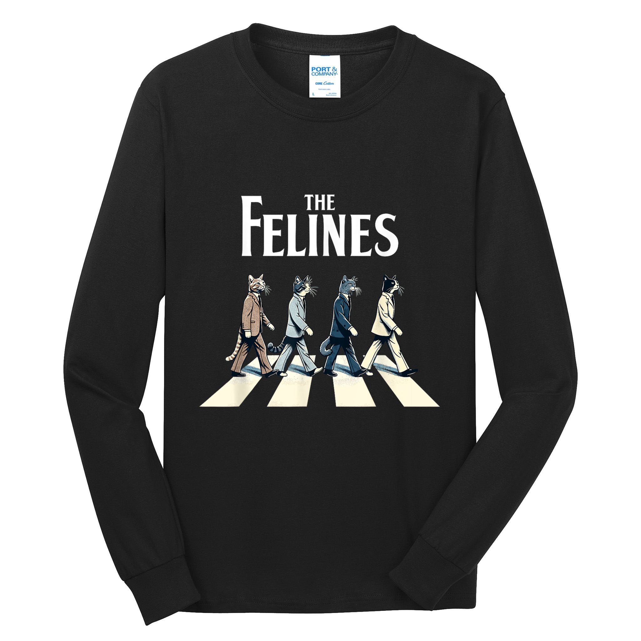 Felines Retro Cat Rock Music Gift Funny Cat Tall Long Sleeve T-Shirt