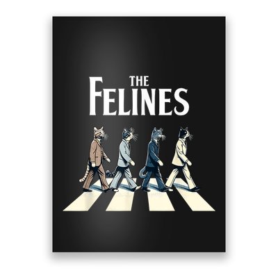 Felines Retro Cat Rock Music Gift Funny Cat Poster