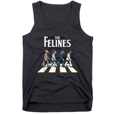 Felines Retro Cat Rock Music Gift Funny Cat Tank Top