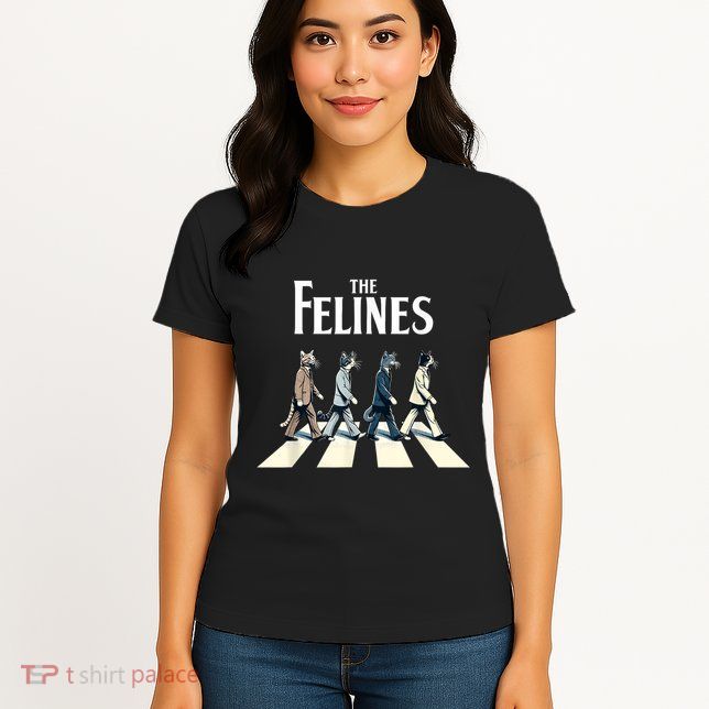 Felines Retro Cat Rock Music Gift Funny Cat Womens T-Shirt