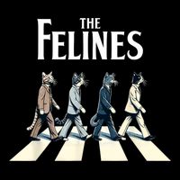 Felines Retro Cat Rock Music Gift Funny Cat Women's V-Neck T-Shirt